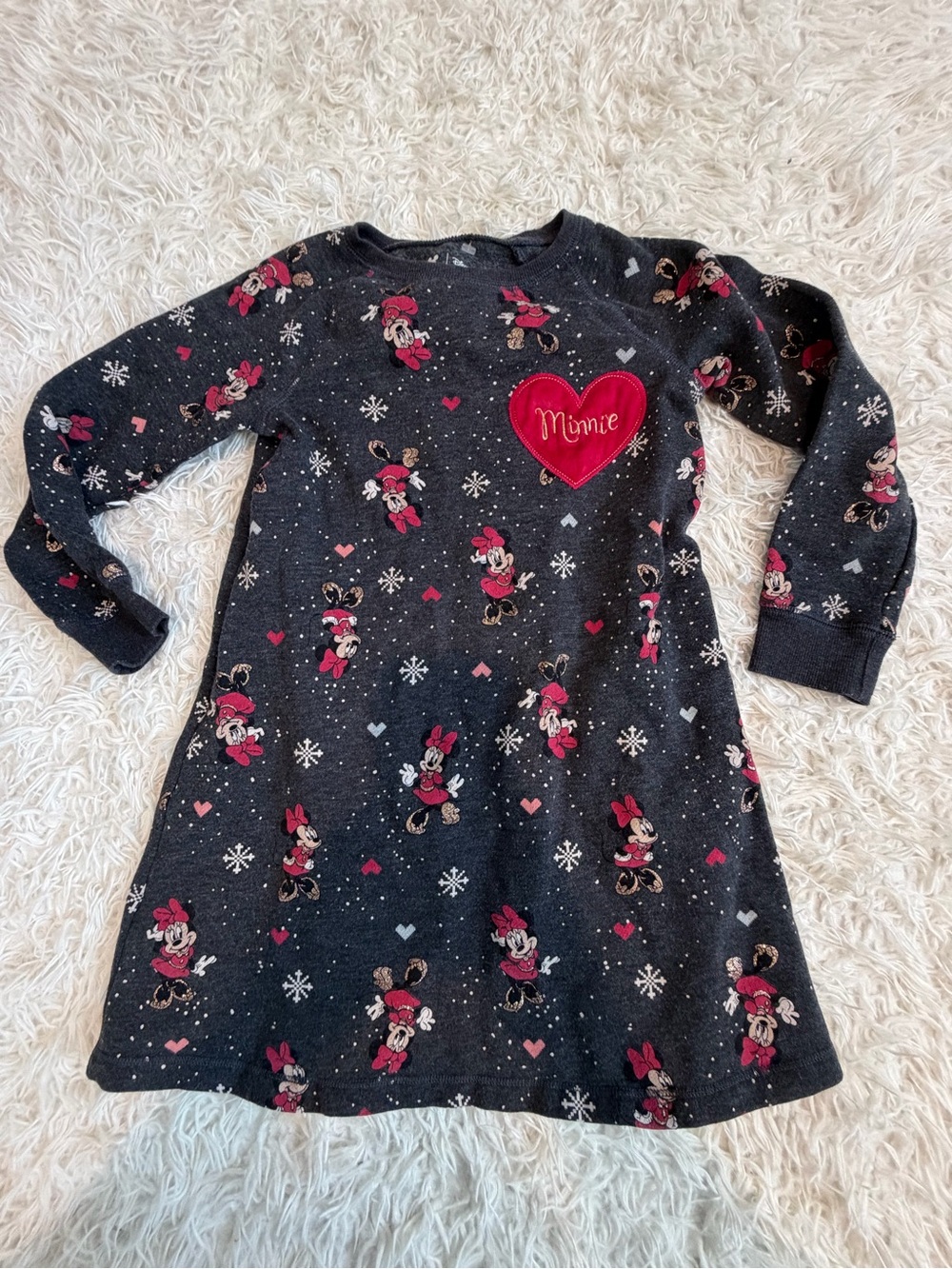 Disney Girl's Black Dress with Pink Minnie Heart Patch